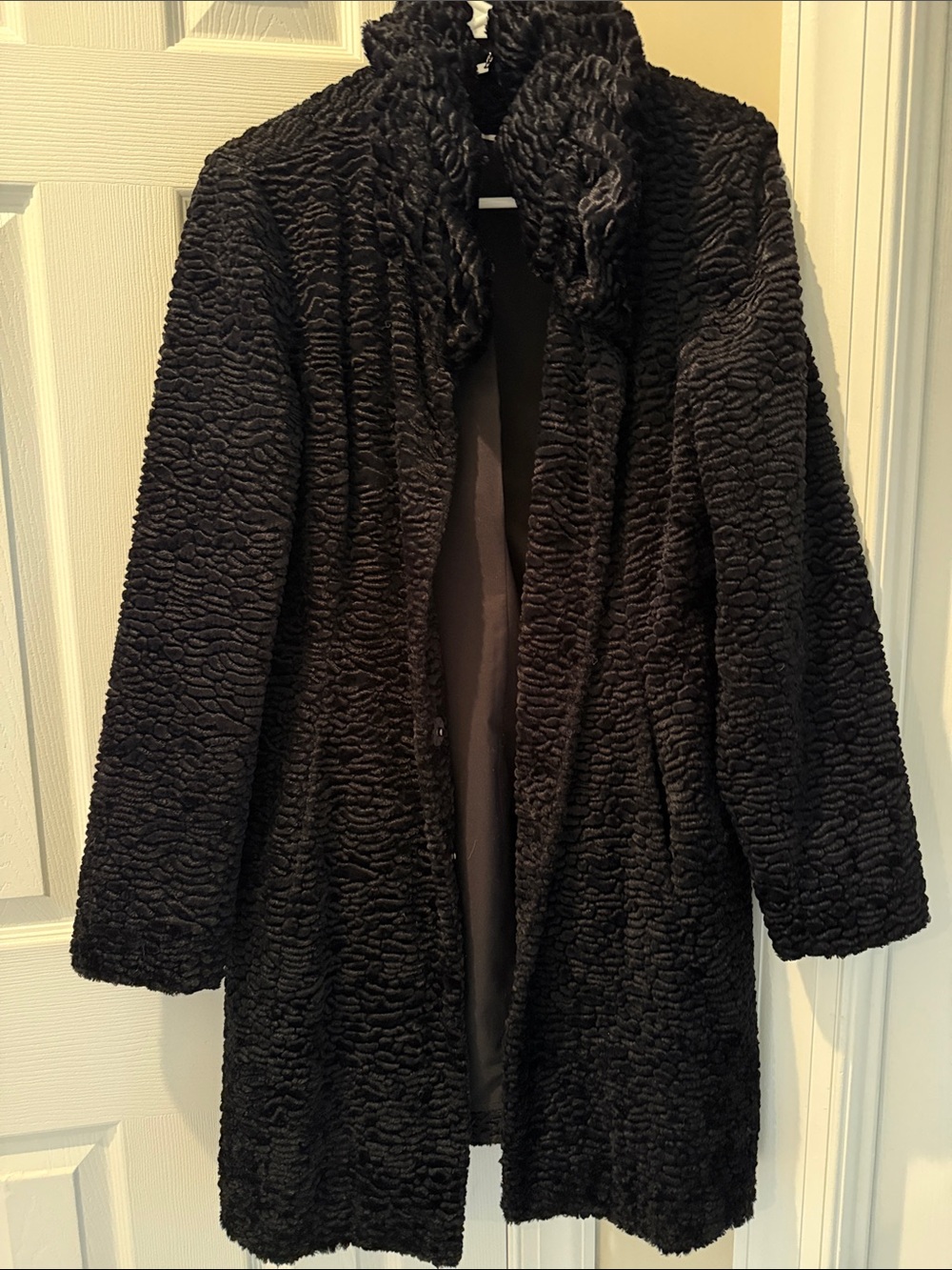 White House Black Market Black Textured Teddy Coat